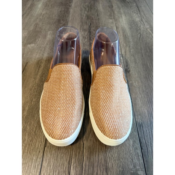 Vince Blair Slip On Sneakers Tan Woven Raffia Shoes Womens 8.5M EUR 38.5 - Picture 2 of 7